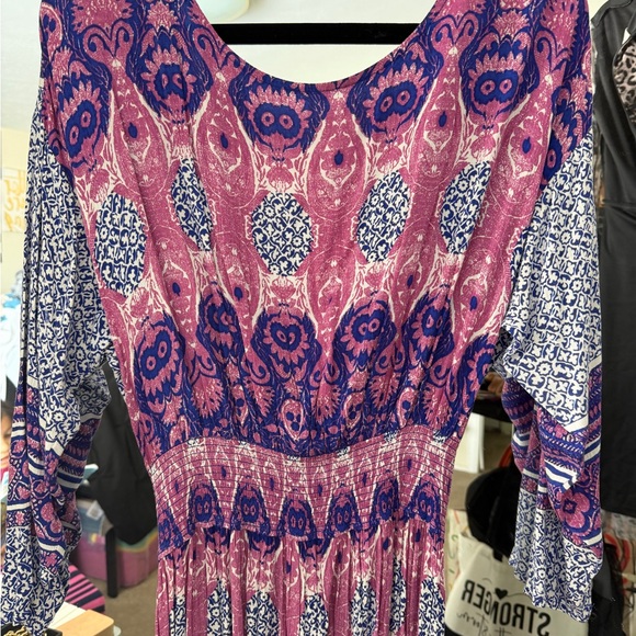 Free People Vibrant Purple and Pink Long Sleeve Dress - Picture 2 of 5
